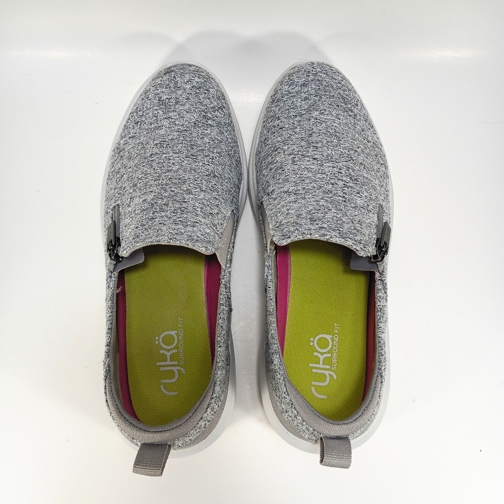 Ryka Ally Womens 7 Gray Heather Side Zip Slip On Sneakers - Picture 8 of 10